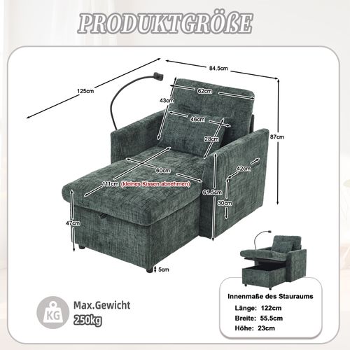 Fauteuil Individuel En Chenille émeraude — Comprend Un Support Pour Téléphone, Un Espace D
