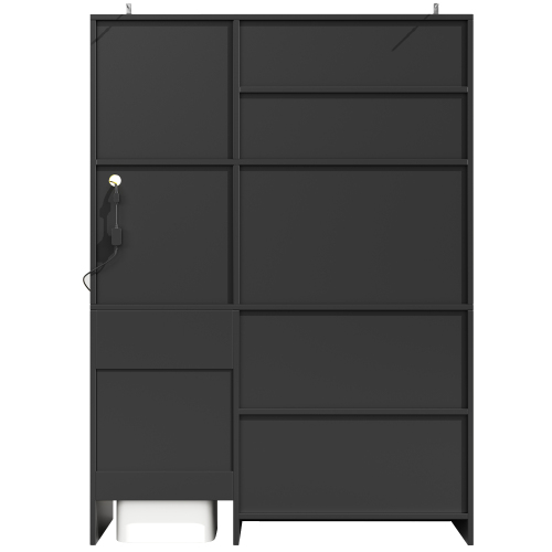 Buffet De Cuisine Noir Avec LED Et Portes Vitrées 130 Cm