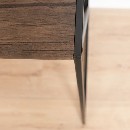 Bureau Pliant Industriel Repliable Métal Bois Foncé Noyer Pied Noir 100*50*75cm