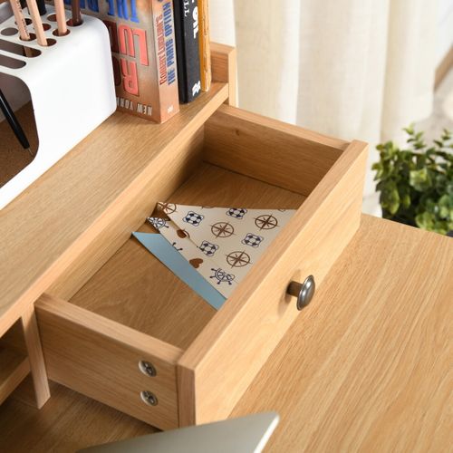 Bureau Scandinave Bois Nature Rangement Tiroirs Strcture En Bois  100*50*75.5-90.5cm