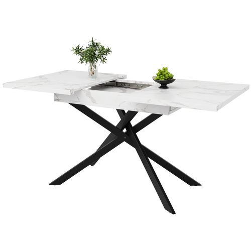 Table De Salle à Manger Extensible Effet Marbre Blanc (120-160 Cm)