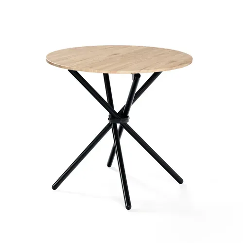 Ensemble Table à Manger Ronde Et 4 Chaises Effet Bois De Style Vintage