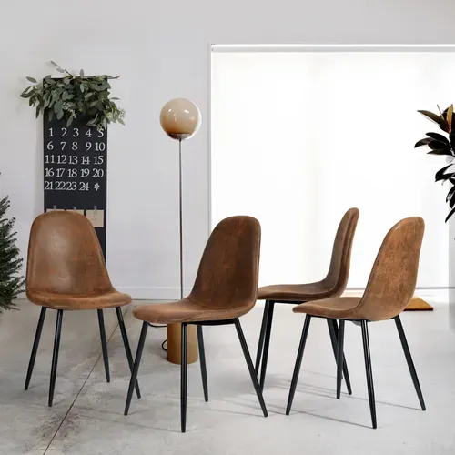 Ensemble Table à Manger Ronde Et 4 Chaises Effet Bois De Style Vintage