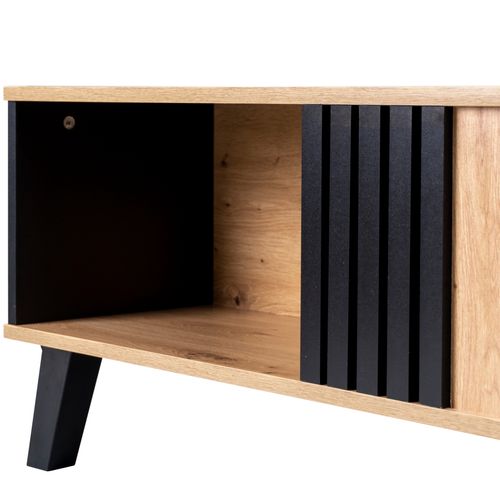 Table Basse Rectangulaire Industriel Effet Bois Et Noir 100x60x53cm