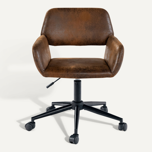 Chaise De Bureau Vintage En Tissu Suède Réglable Et 5 Roulettes