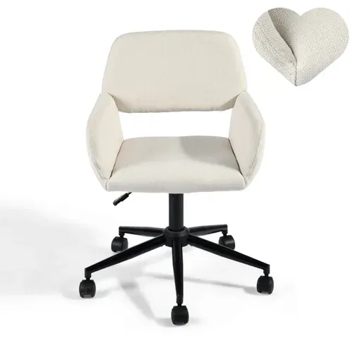 Chaise De Bureau Ergonomique Réglable, Design Moderne Avec Roulettes, Tissu Confortable Beige