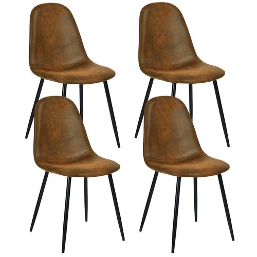 Lot De 4 Chaises Scandinave Retro Marron Suede Salle à Manger Salon Bureau Chambre Vintage
