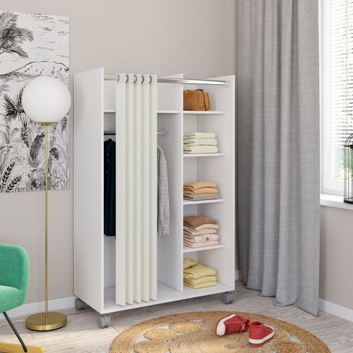 Kit dressing avec rideau L.100 cm MOVE blanc