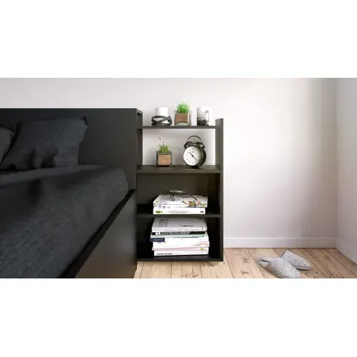 Tête de lit 140 cm avec BEST LAK rangement Noir Mat