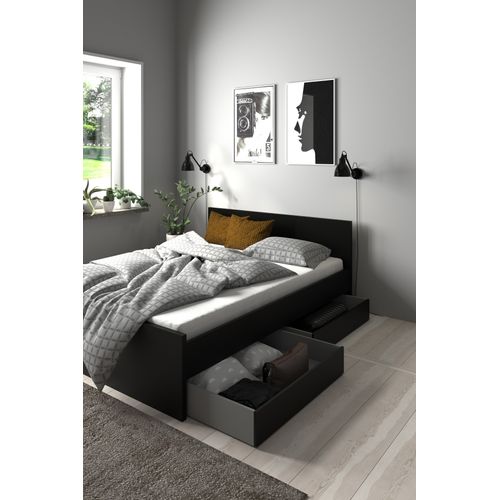 2 tiroirs de rangement pour noir mat BEST lit 160x200 cm