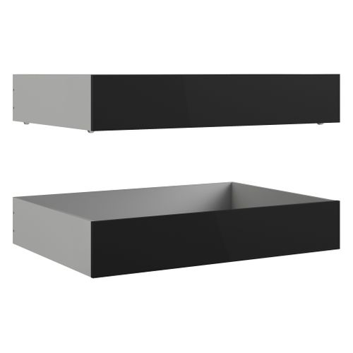 2 tiroirs de rangement pour noir mat BEST lit 90x190 et 140x190 cm