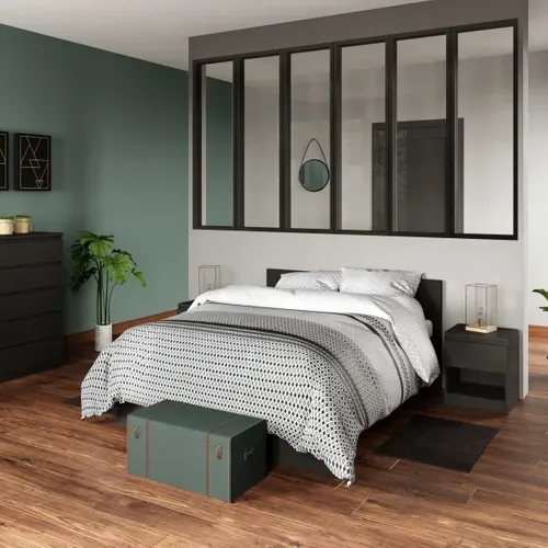 Lit 140x190 cm BEST LAK 2 noir mat