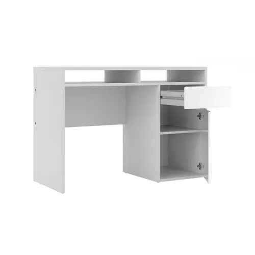 Bureau 1 porte et 1 tiroir BEST LAK 3 Blanc laqué vue accessoires