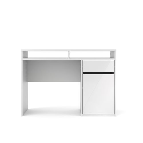 Bureau 1 porte et 1 tiroir BEST LAK 3 Blanc laqué vue de face