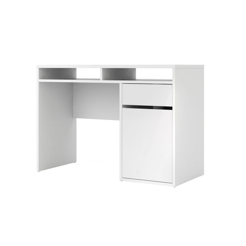 Bureau 1 porte et 1 tiroir BEST LAK 3 Blanc laqué vue de profil
