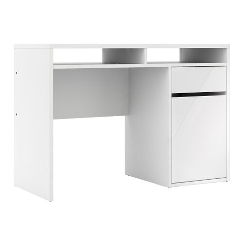 Bureau 1 porte et 1 tiroir BEST LAK 3 Blanc laqué vue 3/4
