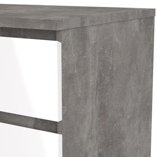 Commode 5 tiroirs BEST LAK blanc laqué imitation béton vue accessoires
