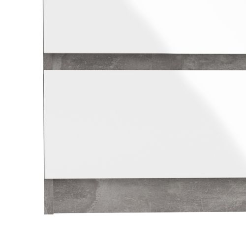 Commode 5 tiroirs BEST LAK blanc laqué imitation béton