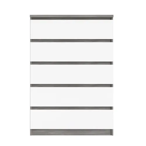 Commode 5 tiroirs BEST LAK blanc laqué imitation béton