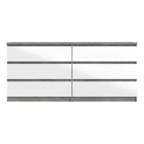 Commode 2x3 tiroirs BEST LAK Blanc et béton vue de face