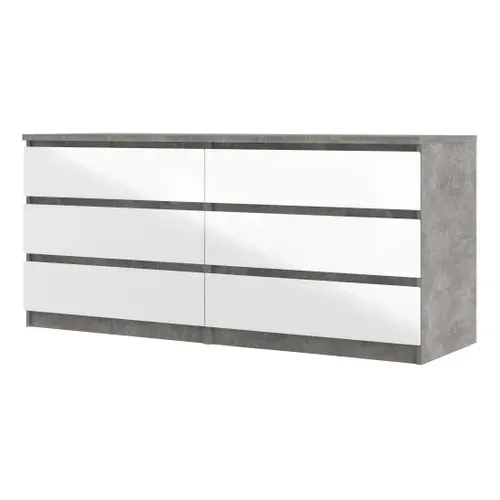 Commode 2x3 tiroirs BEST LAK Blanc et béton vue de profil