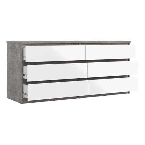 Commode 2x3 tiroirs BEST LAK Blanc et béton