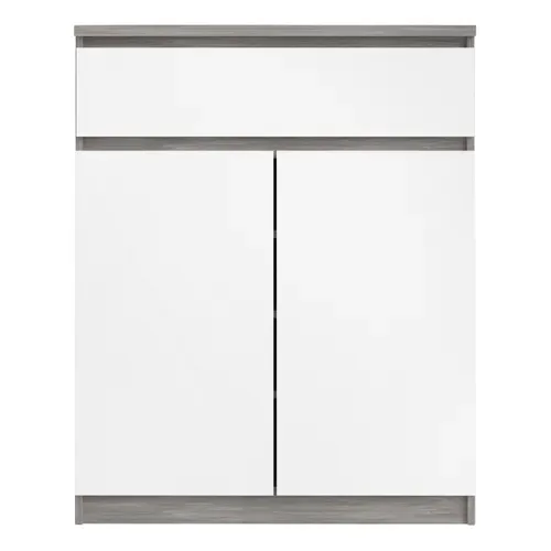 Rangement 2 portes / 1 tiroir BEST LAK Blanc laqué béton