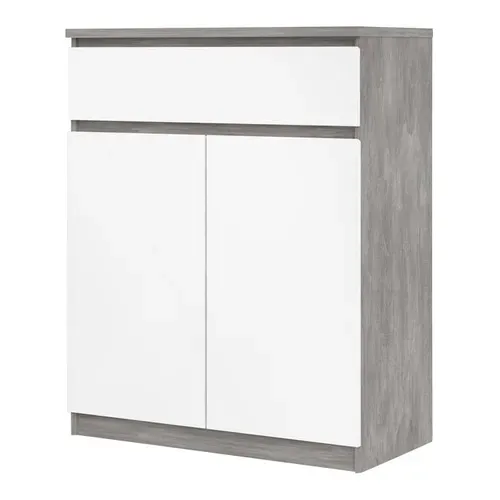 Rangement 2 portes / 1 tiroir BEST LAK Blanc laqué béton