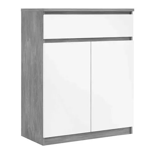 Rangement 2 portes / 1 tiroir BEST LAK Blanc laqué béton