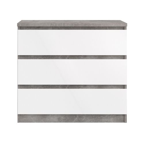Commode 3 tiroirs BEST LAK blanc laqué béton vue de face