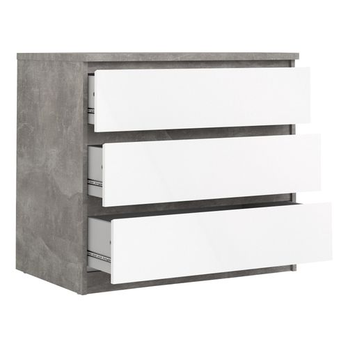 Commode 3 tiroirs BEST LAK blanc laqué béton
