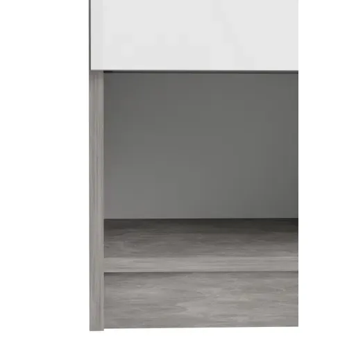 Chevet 1 tiroir BEST LAK blanc laqué béton vue accessoires
