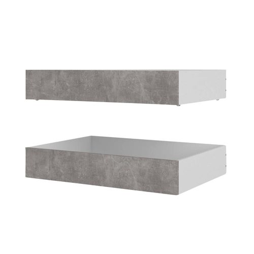 2 tiroirs de rangement pour blanc et béton BEST LAK lit 90x190 et 140x190 cm