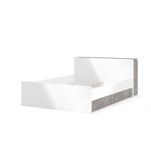 2 tiroirs de rangement pour blanc et béton BEST LAK lit 90x190 et 140x190 cm