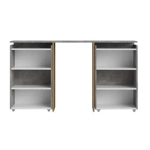 Tête de lit 140 cm avec BEST LAK rangement blanc laqué béton vue de face