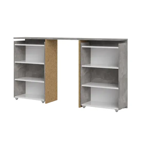 Tête de lit 140 cm avec BEST LAK rangement blanc laqué béton vue de profil