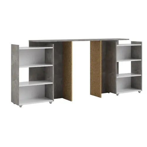 Tête de lit 140 cm avec BEST LAK rangement blanc laqué béton