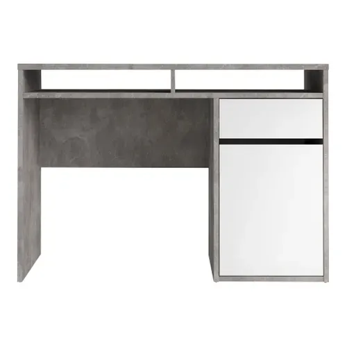 Bureau 1 porte et 1 tiroir BEST LAK 2 Imitation béton/blanc brillant