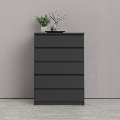 Commode 5 tiroirs BEST LAK 2 noir mat