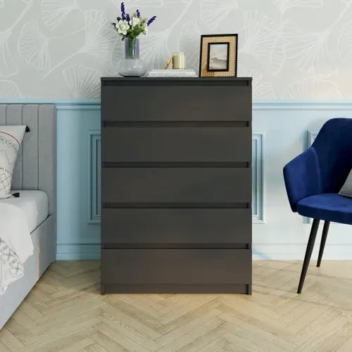 Commode 5 tiroirs BEST LAK 2 noir mat