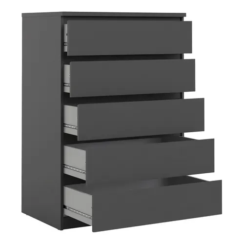 Commode 5 tiroirs BEST LAK 2 noir mat