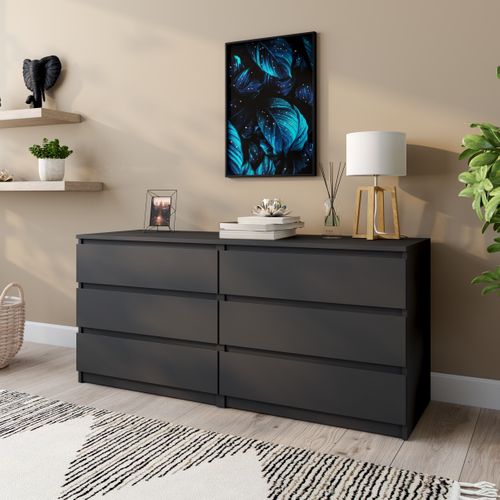 Commode 2X3 tiroirs BEST LAK 2 noir mat