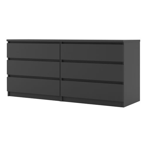 Commode 2X3 tiroirs BEST LAK 2 noir mat