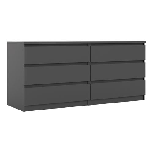 Commode 2X3 tiroirs BEST LAK 2 noir mat