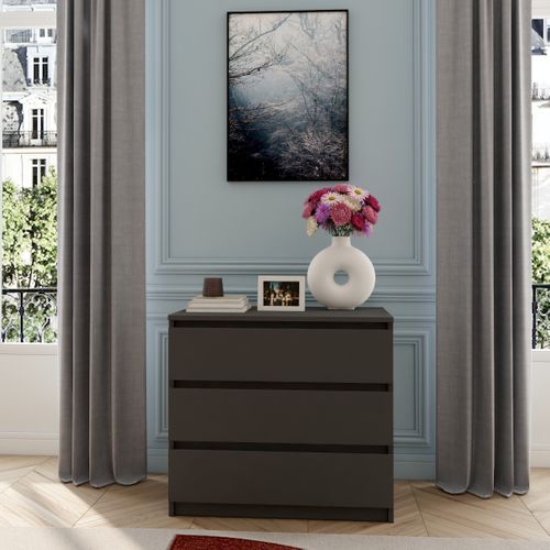 Commode 3 tiroirs BEST LAK 2 noir mat