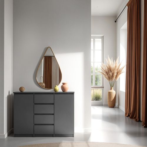 Rangement 2 portes 4 tiroirs BEST LAK 2 noir mat vue d'ambiance 1