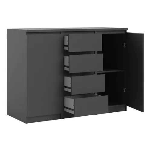 Rangement 2 portes 4 tiroirs BEST LAK 2 noir mat