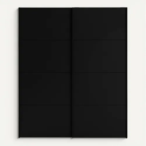 Armoire 2 portes coulissantes ELEGANCE XL L.180 cm noir mat vue de face