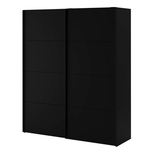 Armoire 2 portes coulissantes ELEGANCE XL L.180 cm noir mat vue de profil