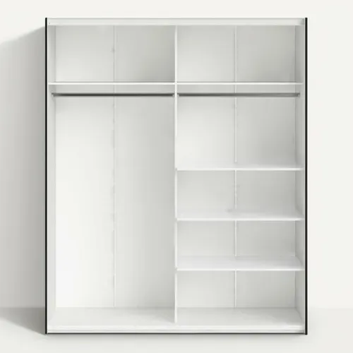 Armoire 2 portes coulissantes ELEGANCE XL L.180 cm noir mat